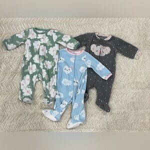 Carter's Kids Fleece Footies Set - Green, Blue, and Gray